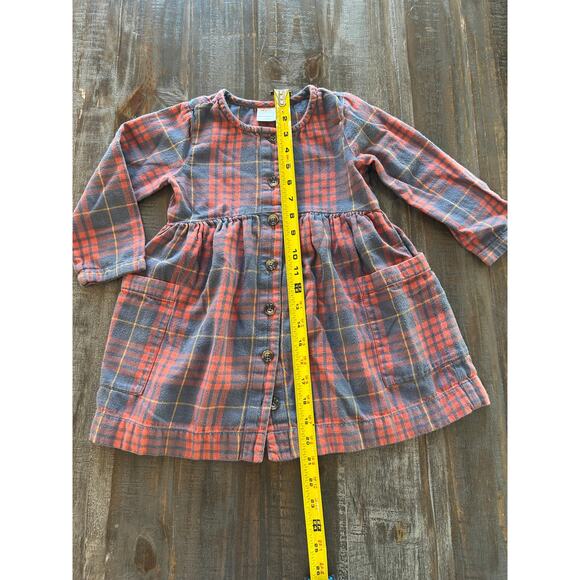 Hanna Andersson Size 100 US 4 Plaid Long Sleeve Dress Button Front Large Pockets - Picture 2 of 9